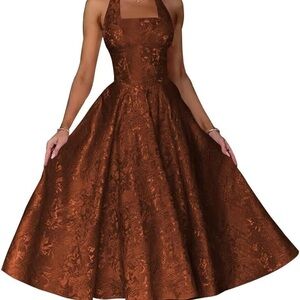 Chic Strapless Brown Dress